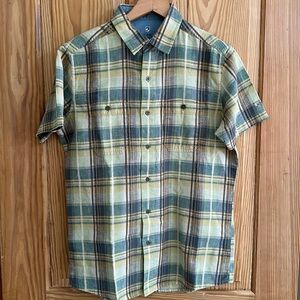 Kuhl Mens Short Sleeved Green Plaid Shirt Small